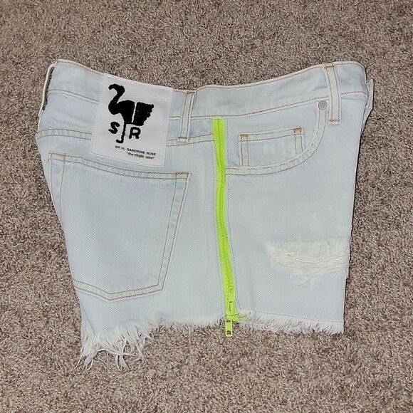 SANDRINE ROSE By Free People Women's Blue Side Zip Distressed Shorts Size 25 NWT - Picture 9 of 14
